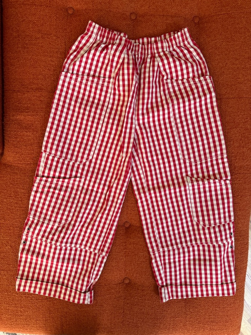 BDG Red and White Gingham Wide-Leg Pants